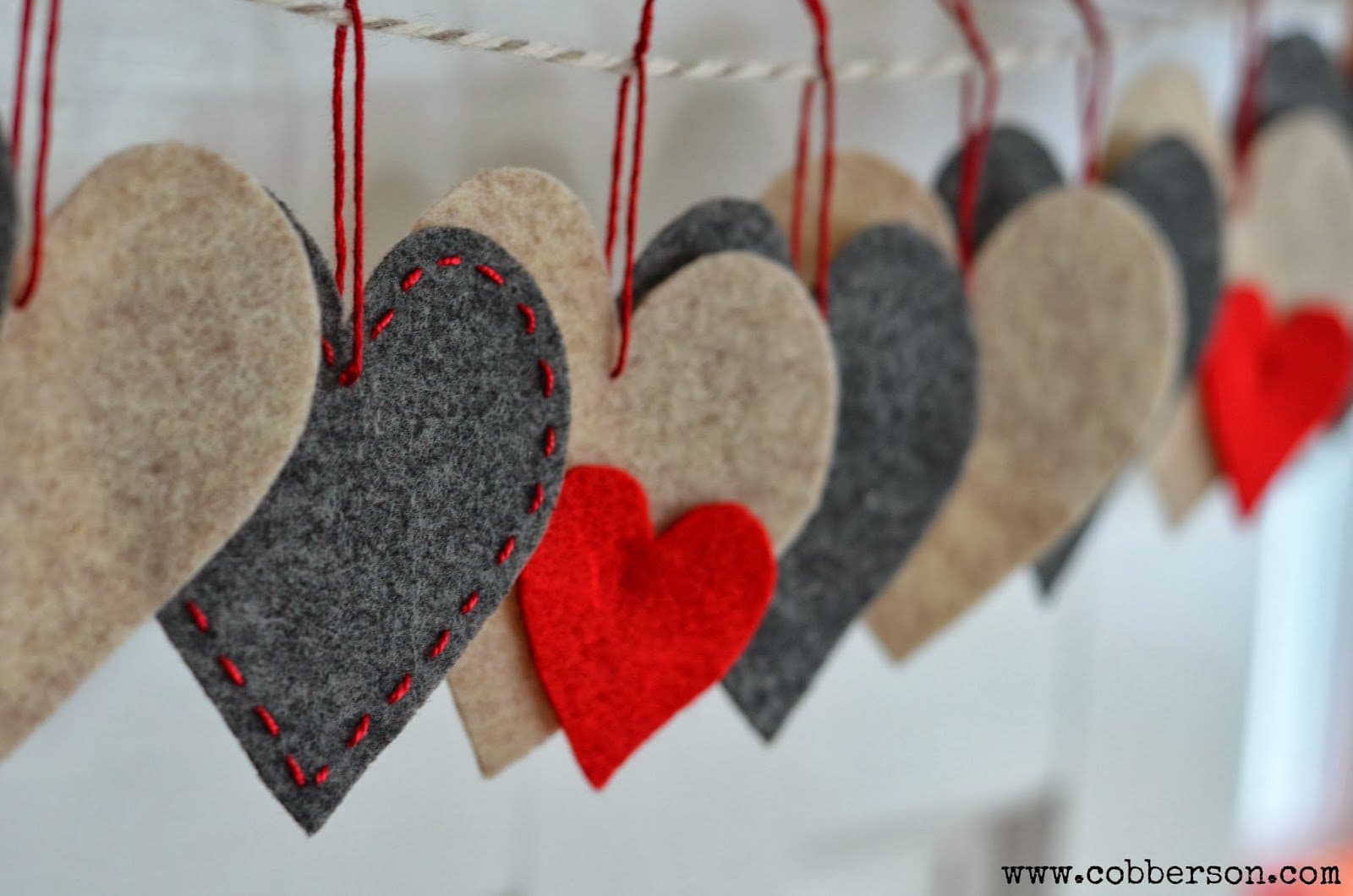 DIY Valentine’s Day Felt Heart Garland by Cobberson & Company