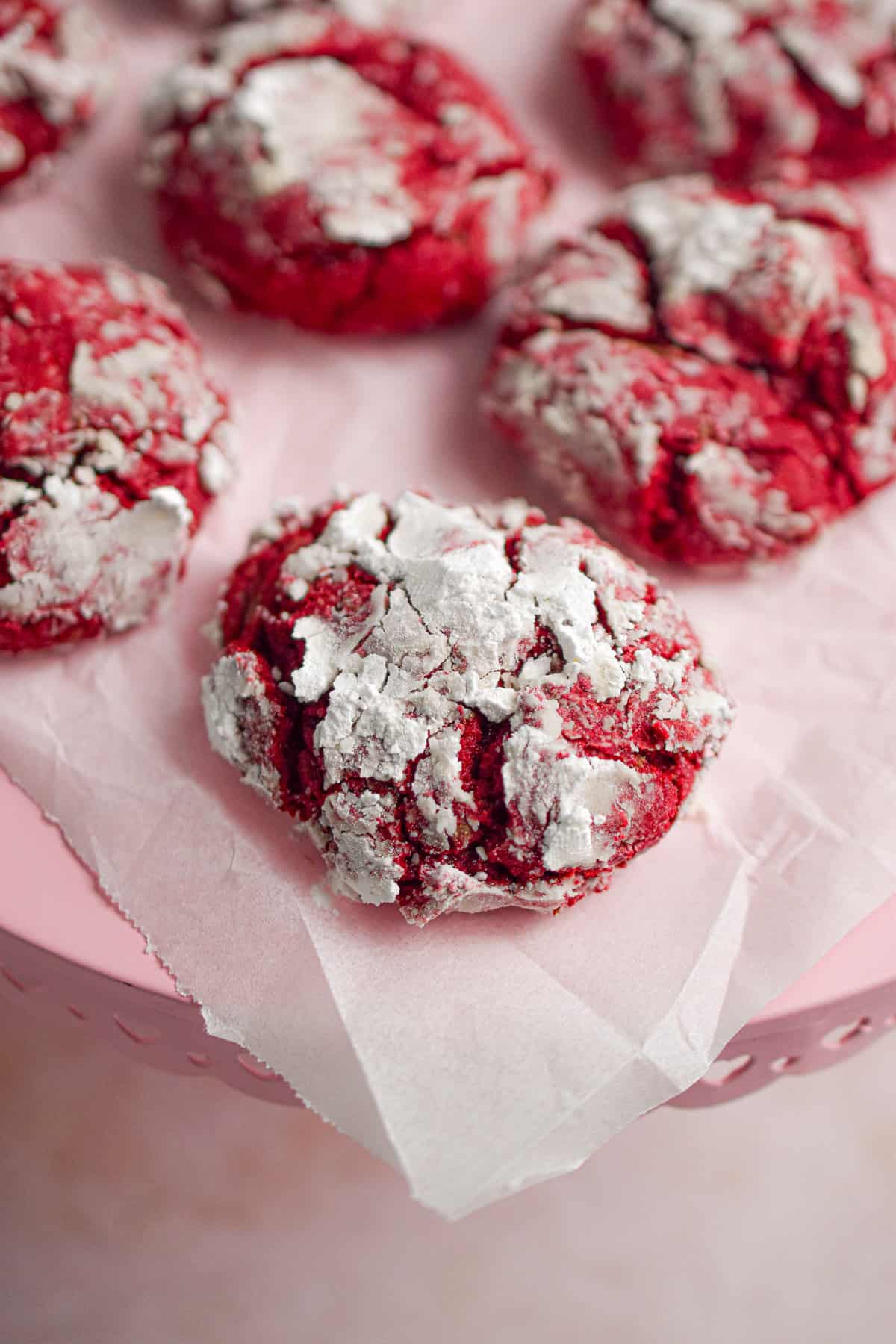 Pink and Red Desserts for  Valentine's Day: Red Velvet Crinkle cookies by Lynn's Way of Life