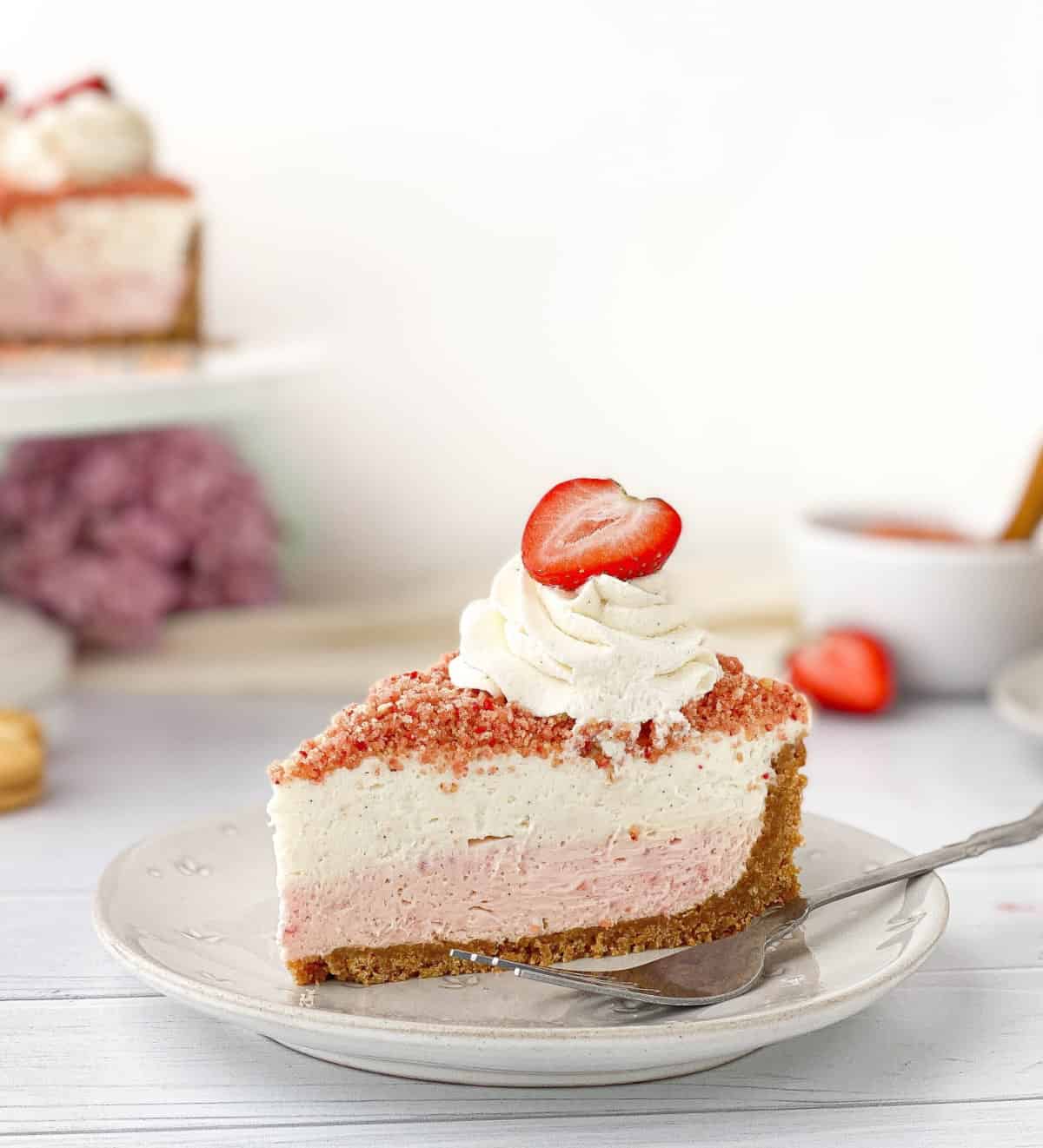 No Bake Strawberry Crunch Cheesecake  by Live to Sweet