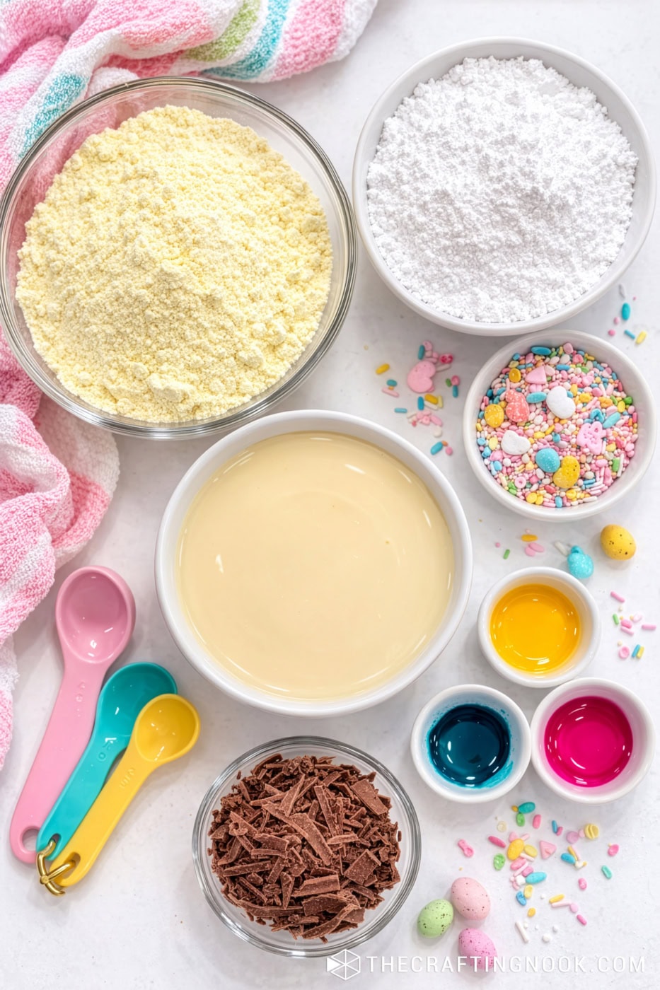 Ingredients for Venezuelan Papitas de Leche truffles with condensed milk and sprinkles.