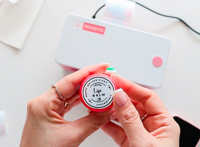 top view of label on the lid of the lip balm jar