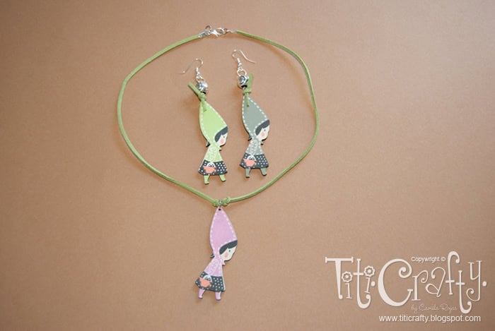 Wooden Doll Necklace & Earrings by the crafting nook