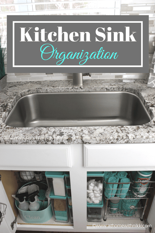 HOW TO ORGANIZE UNDER THE KITCHEN SINK By At Home with Nikki