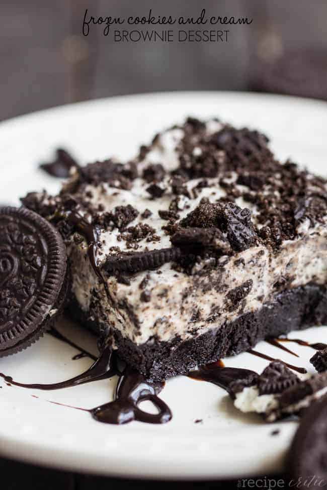 FROZEN COOKIES AND CREAM BROWNIE DESSERT