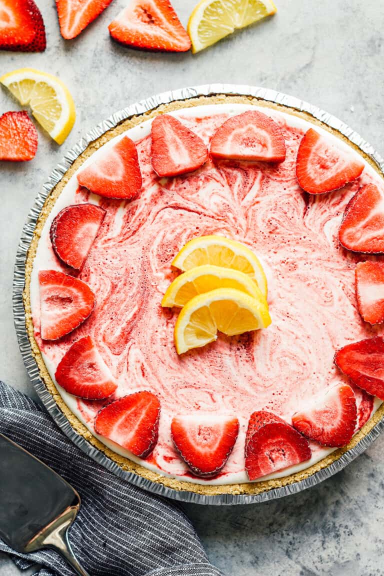 Frozen Strawberry Lemonade Pie (Cool Whip Pie) By The cookie Rookie