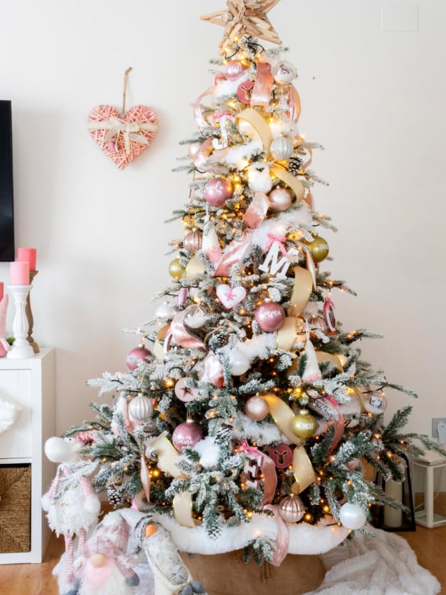 White, Pink And Gold Christmas Tree Decorations Feature Image