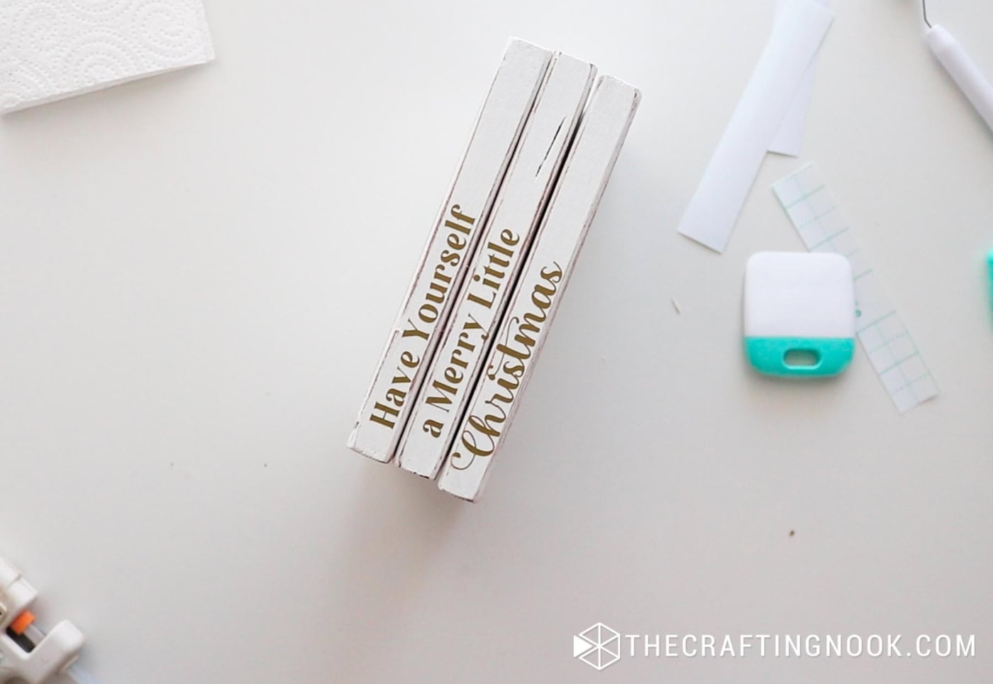 Finished stack showing the words “Have Yourself a Merry Little Christmas.”