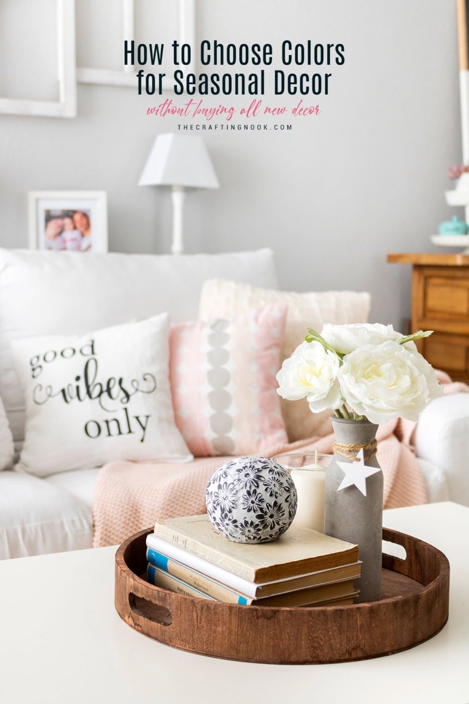 Stylish living room decorated with seasonal accents and neutral tones for festive ambiance.